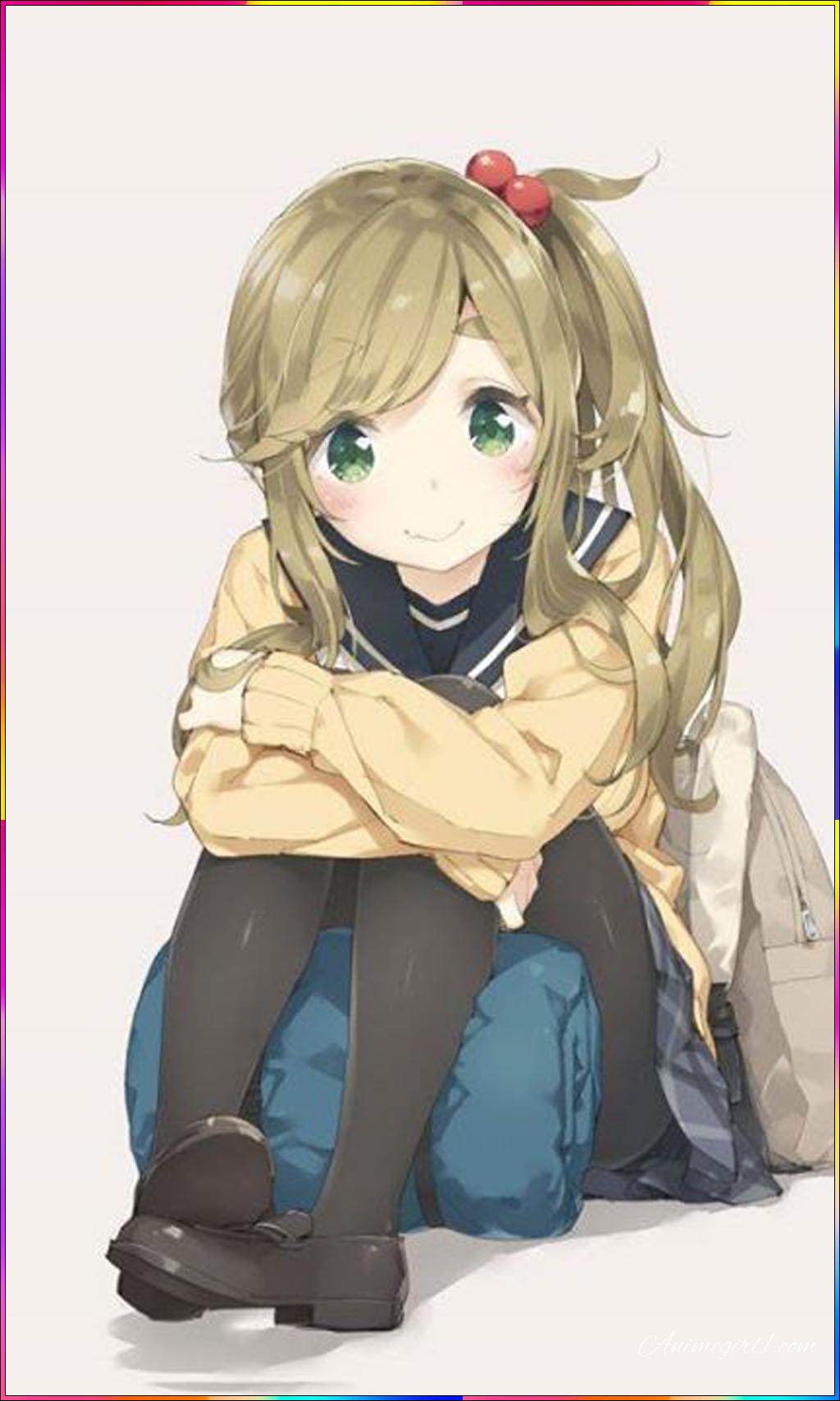 cute sitting anime girl