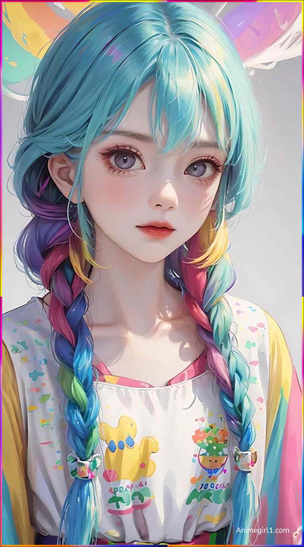anime girl with colored hair