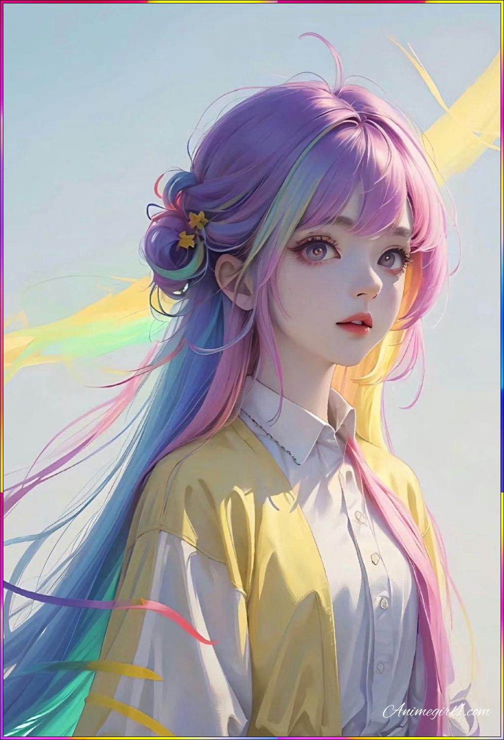 purple haired anime girl
