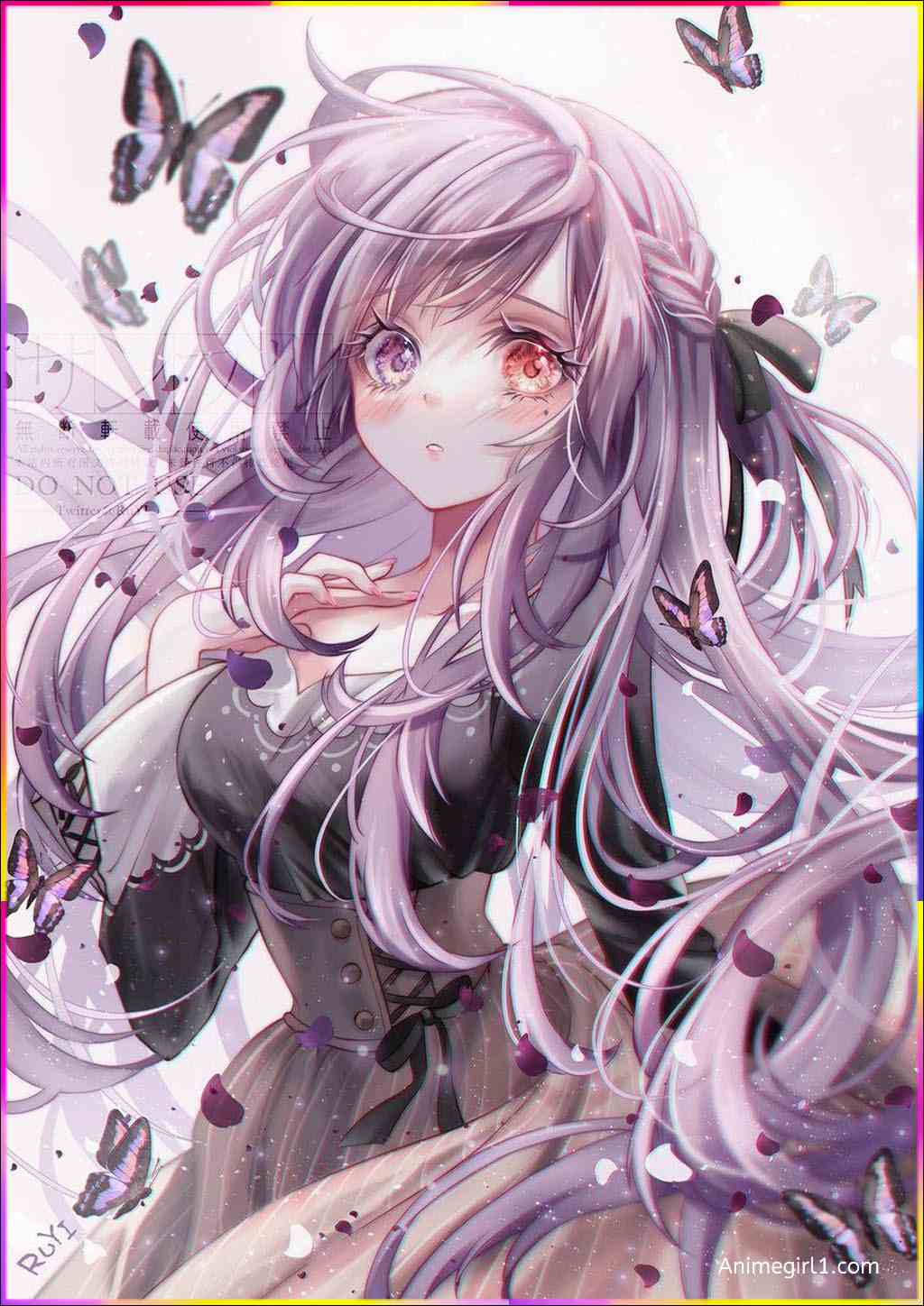 anime girl purple hair
