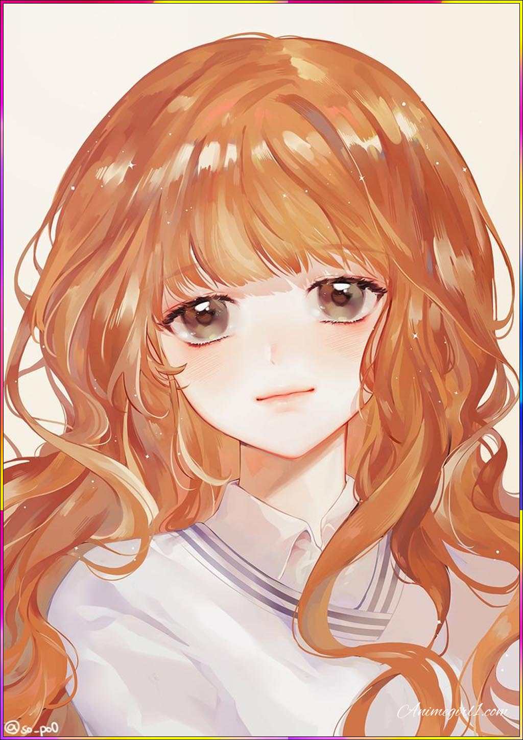 anime girl with orange hair
