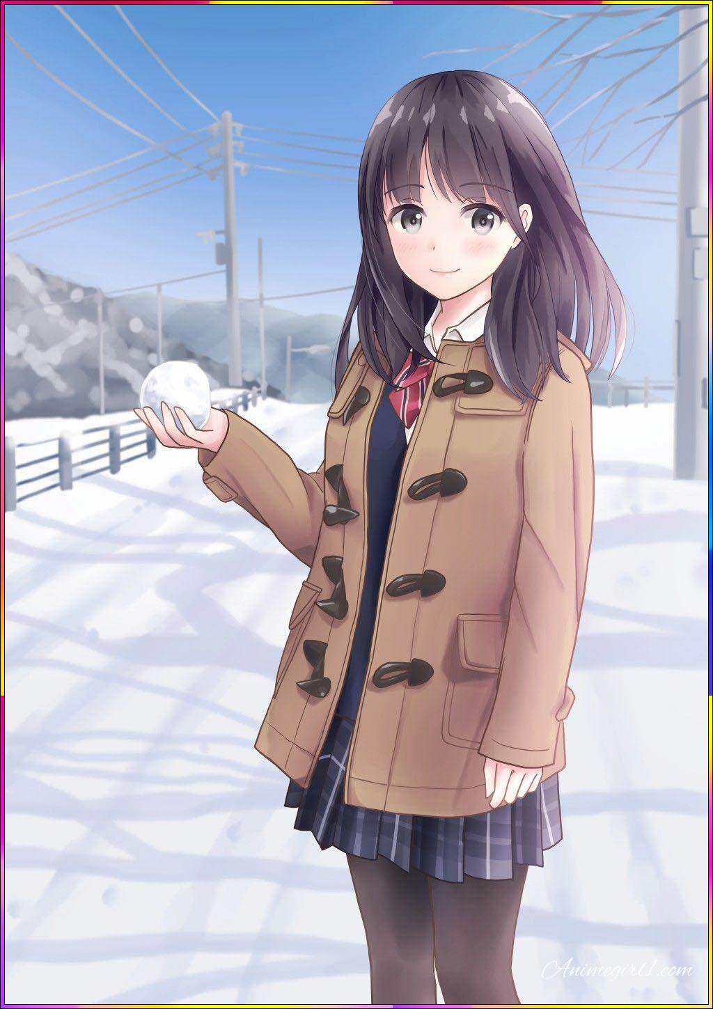 anime girl playing with ice