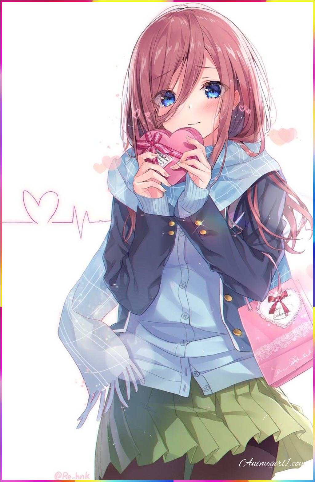 anime girl with gift