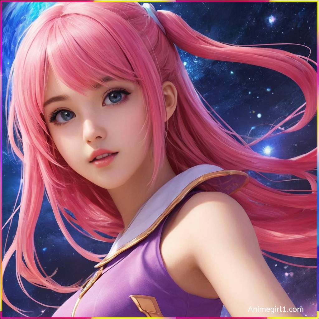 anime girl pink hair

