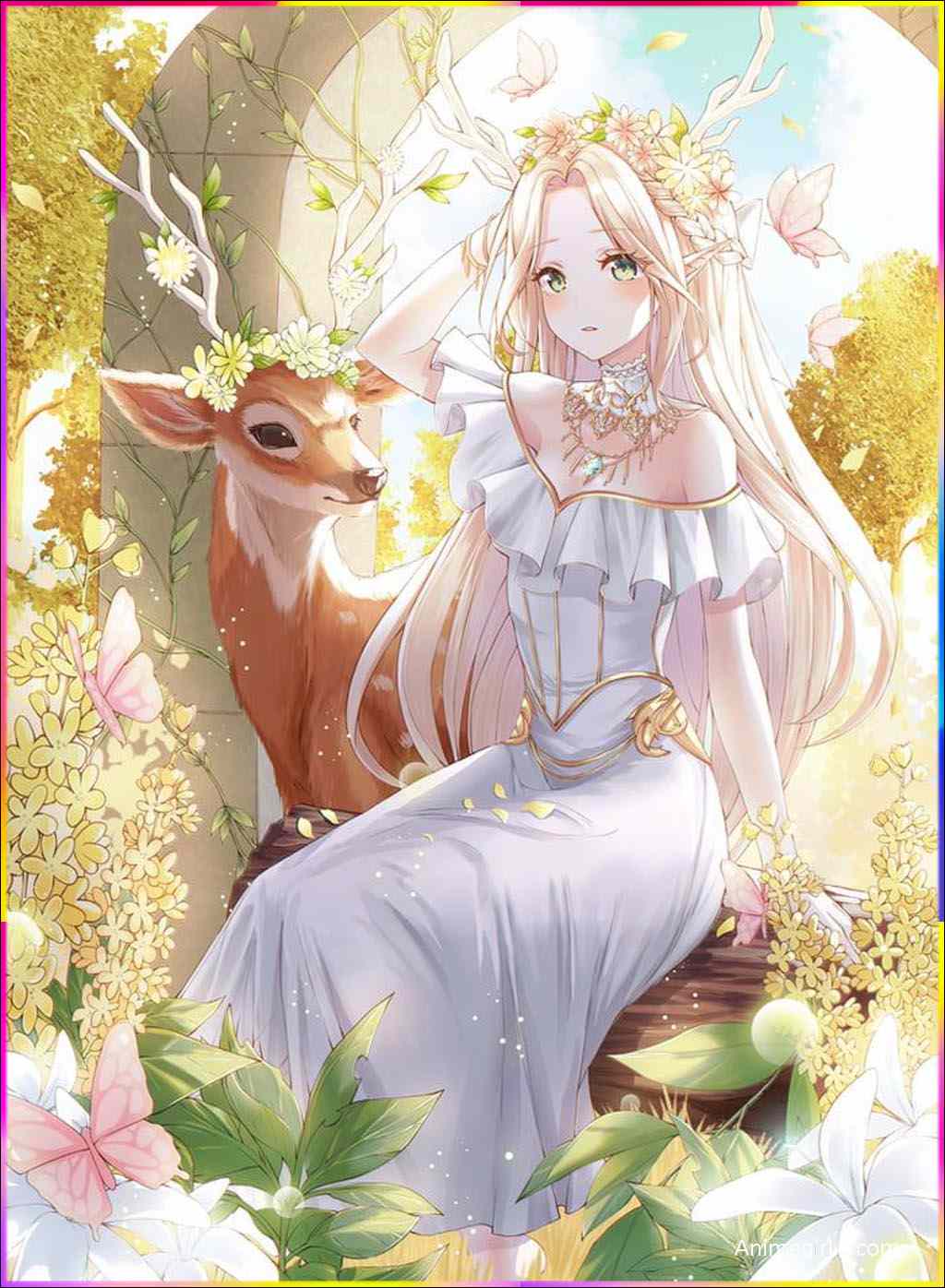 anime girl with deer