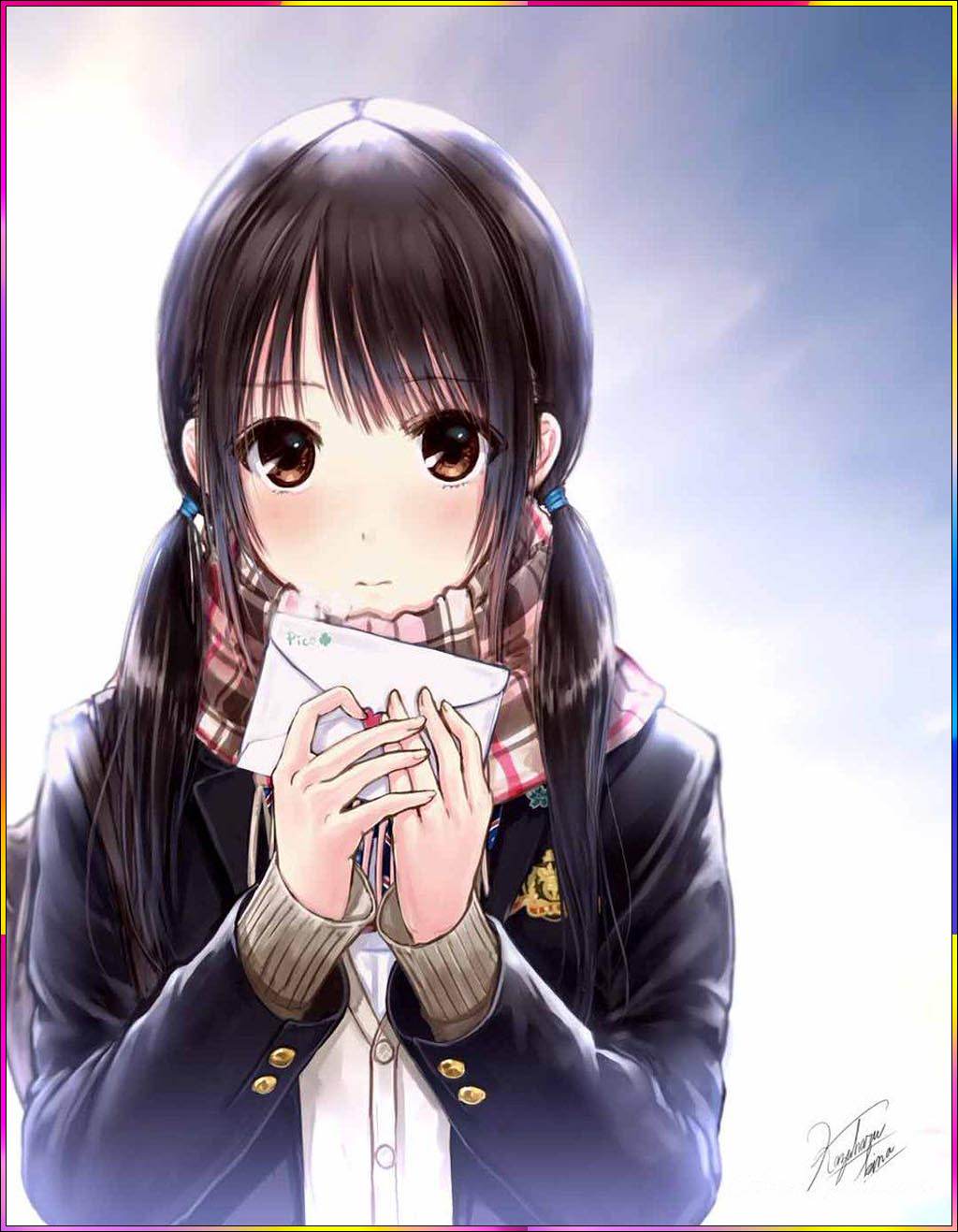 anime girl with love letter