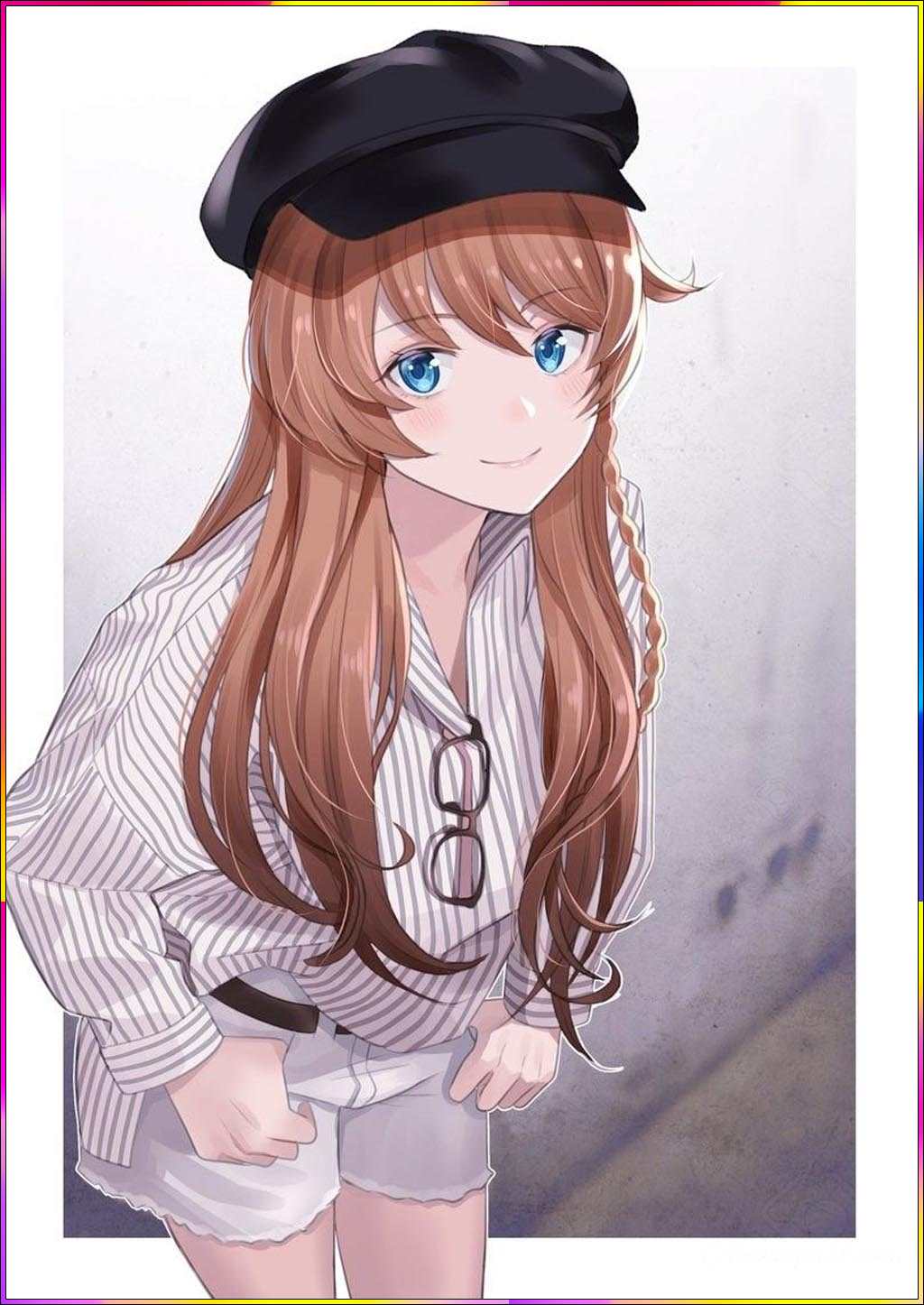anime girl with black cap