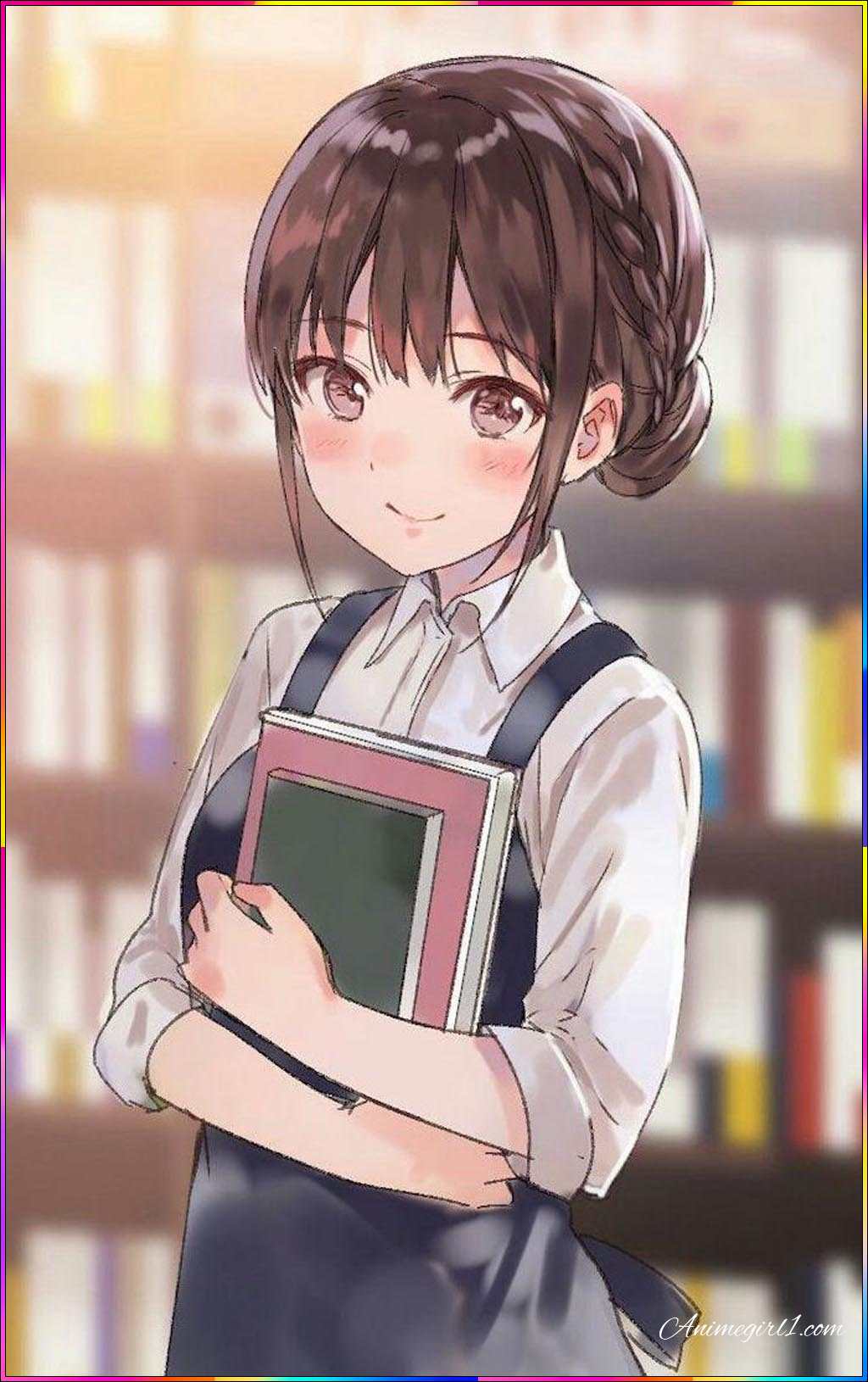 anime girl with books