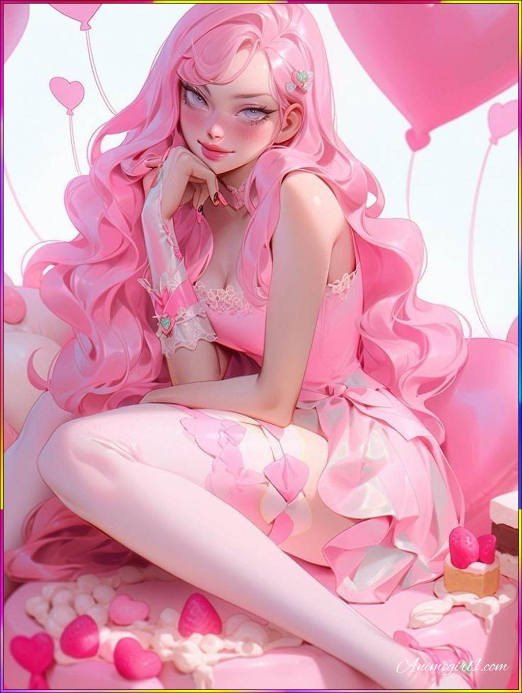 anime girl in pink dress