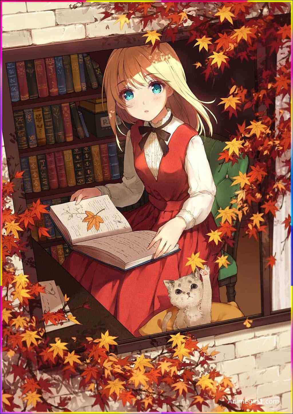 anime girl with book