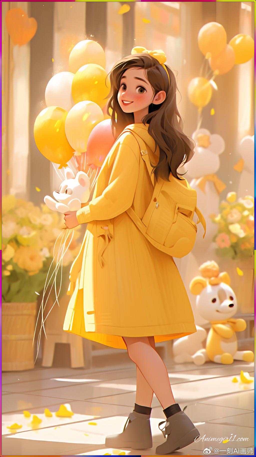 anime girl in yellow dress