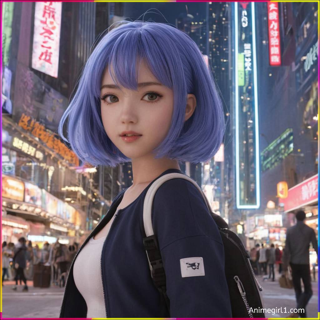 anime girl in market