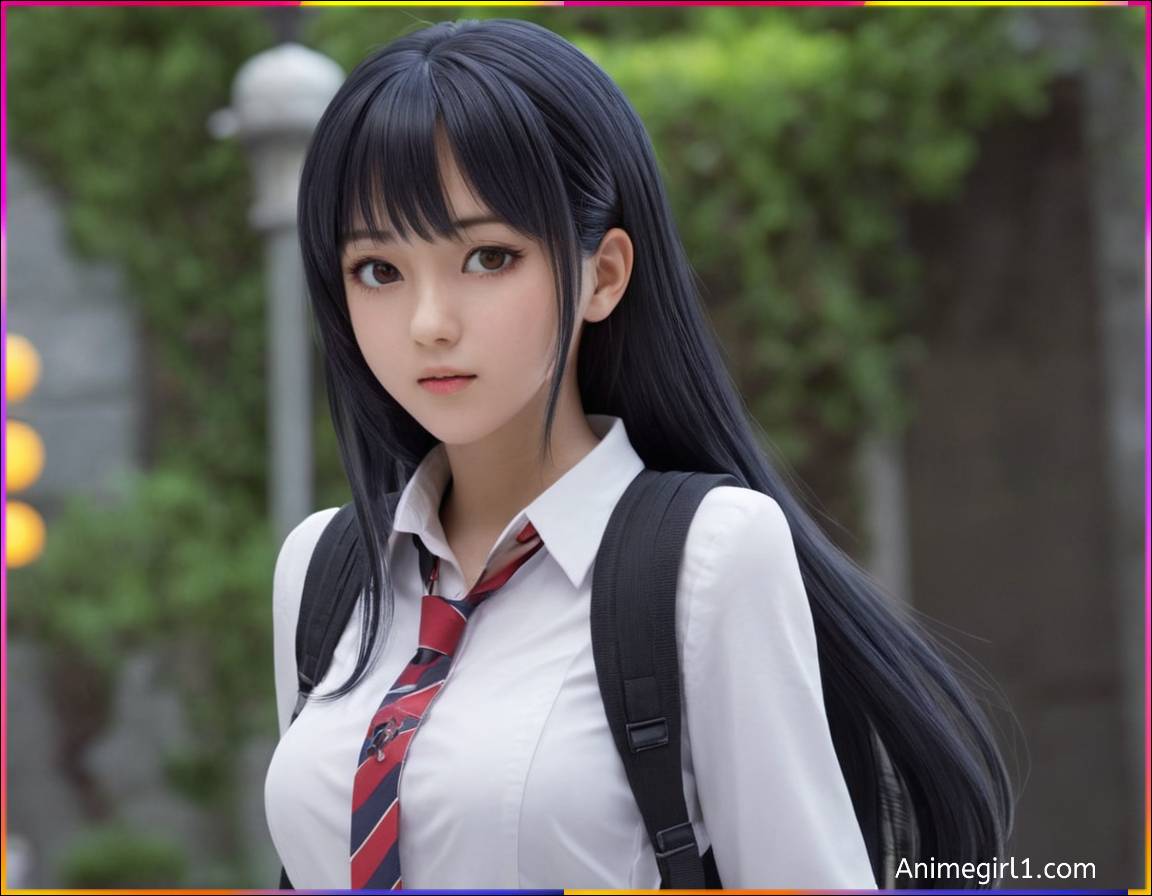 anime girl in school dress