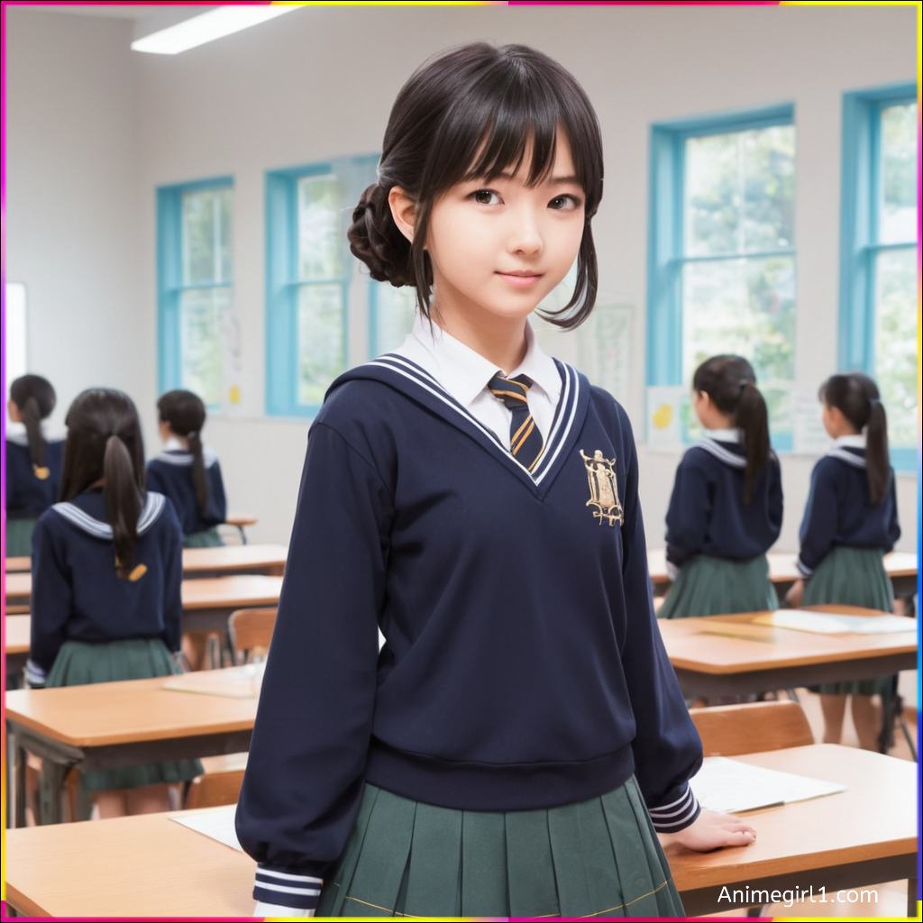 anime girl in school
