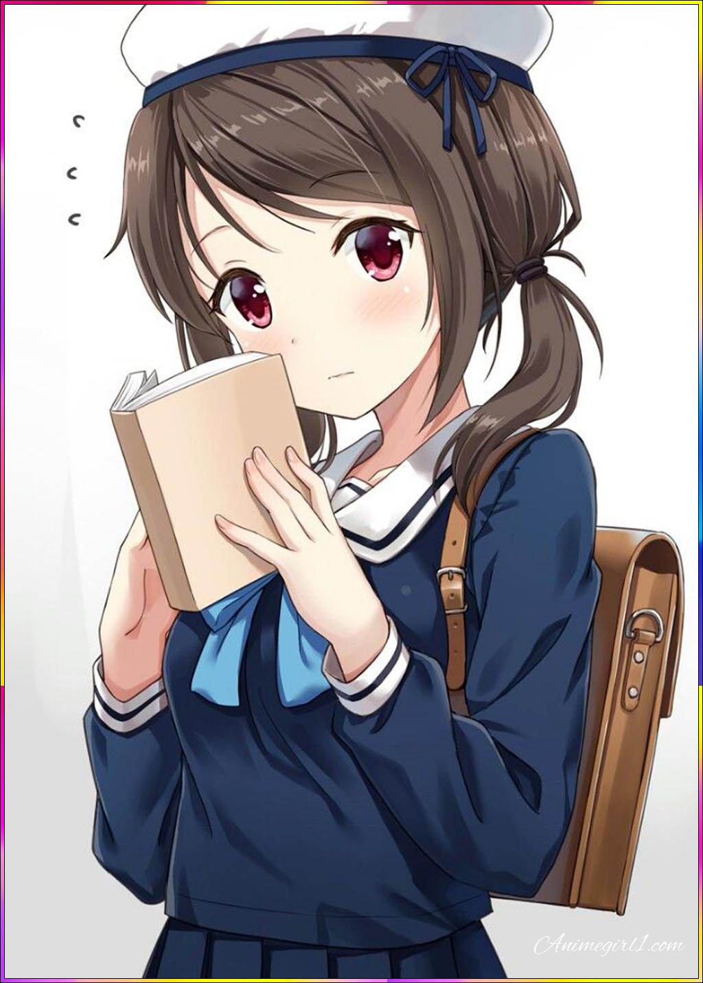 anime girl reading